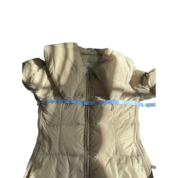 Add Down‎ Tan Basic Casual Long Outdoor Quilted Zip Up Puffer Coat Size 0 - Picture 11 of 13